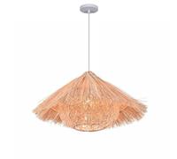 Japanese-Style Hand Woven Rattan Pendant Light, Bamboo Ceiling Light Chandelier Fixture Wicker Light Fixtrues Ceiling Hanging Lamp Shades Dome Flush Mount Lamp for Kitchen Foyer Dining Room