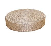 Japanese Style Handcrafted Eco-Friendly Breathable Padded Knitted Straw Flat Seat Cushion Round Woven Floor Pillow Natural Handmade Pouf Mat Ottoman Footstool for Meditation(1 Item（70×6cm）,primary co
