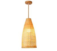 Japanese Style Handwoven Cage Pendant Lamp Bamboo Woven Hanging Light Fixtures Chandelier Wicker Ceiling Pendant Lighting Shade for Living Room Bedroom, Café, Restaurant,