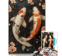 Japanese Style Koi 1000 Piece Jigsaw Puzzle for Adults And Teenagers,Decompressing Intellectual Educational Toy Secret Santa Gifts (38x26cm)