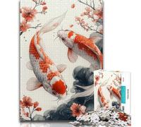 Japanese Style Koi 1000 Piece Jigsaw Puzzle for Adults And Teenagers,Fun Games Every Piece Is Unique - Challenging Family Fun Game (75x50cm)