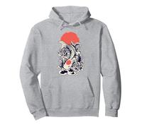 Japanese Style Koi Carp Fish Pullover Hoodie, Adult Unisex, Heather Grey, Large