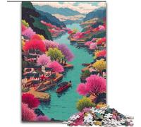 Japanese Style Landscape 1000 Piece Jigsaw Puzzles for Adults & Teens, Help The Brain Exercise Addictive Toys to Cultivate Patience Perfect Decoration (26x38cm)