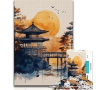 Japanese Style Landscape Puzzles 1000 Pieces for Teenagers,Challenging Game And Family Play with Fully Interlocking Randomly Shaped Pieces (50x75cm)