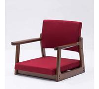 Japanese Style Legless Floor Chair with Armrest & Backrest - Comfortable Solid Wood Low Seat Cushion for Bay Window Office & Home Seating