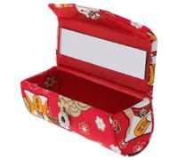 Japanese Style Lipstick Holder, Button Closure, Red Cloth Mini Case | Compact Single-item Storage, Protects Lip Gloss or Balm, Purse-friendly Design, Elegant Accessory for Office Commuters