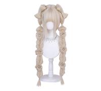 Japanese Style Lolita Wig Long Braided Wigs Double Ponytails Styled Wig Kawaii Tea Party Wigs (Beige Golden)
