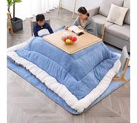 Japanese-Style Low Table with Warm Blanket and Quilt - Square Solid Wood Winter Coffee Table, Perfect for a Japanese-Style Room