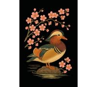 Japanese Style Mandarin Duck Dot Grid with Sakura: 120-page journal featuring elegant Japanese art of a Mandarin duck and cherry blossoms