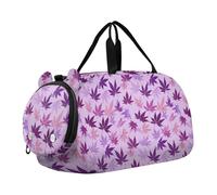 Japanese Style Maple Leaf Lavender Purple Duffel Bag with Shoes Compartment Large Capacity Carry On Weekender Bag for Travel, Sports, Duffel, Weekender bolsa de viaje para mujer