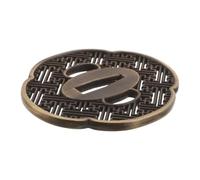 Japanese Style Metal Guard Replacement for Samurai Repair | Carved Bamboo Leaf Motif, Golden Finish, 7.80x7.30x0.50cm Size, Stable Fit for Restoration