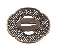 Japanese Style Metal Guard Replacement Part with Carved Bamboo Leaf Design | 7.80 X 7.30x0.50cm Size, Golden Finish, Quick Stable Installation for Repairs and Restoration