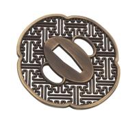 Japanese Style Metal Hand Guard Replacement Part for Repairs | Golden Ornate Bamboo Leaf Carving, 7.80x7.30x0.50cm Size, Quick Stable Fitting