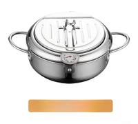 Japanese Style Multi Functional Deep Fryer with Thermometer and Built In Oil Drainage, Made from Magnetic Stainless Steel for Efficient Cooking (20 Cm)