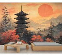 Japanese Style Mural, Classical Architecture Wall Murals, Pagoda Wallpaper for Kids Room Living Bedroom Sofa TV Background Decor - 150x100cm