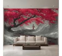 Japanese Style Photo Wallpaper, Cherry Blossoms Geisha Wallpaper Mural, 450x315cm Wall Paper for Bedroom Living Room, Non-Woven Wall Mural Room Decor EL&D58
