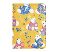 Japanese Style Polar Bears Leather Passport Holder Covers Case Vaccine Case Protector Cover Passport Cover with RFID Blocking Waterproof