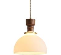 Japanese Style Retro Glass Bedside Pendant Light Nordic Creativity White Kitchen Island Walnut Hanging Lamp Mid Century Bedroom Chandelier For Coffee Dining Room Bar Counter Living Room