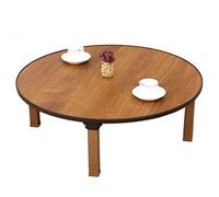 Japanese-Style Round Folding Coffee Table Low Dining & Study Table Compact Small Desk forFloor Seating Ideal for Bedroom & Bay Window Tea Room (60x30cm)