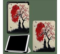 Japanese Style Samurai Case for iPad 5th /6th Generation Case 9.7 inch 2018/2017, Slim Lightweight Stand Soft Shell Smart Case with Trifold Stand Back Cover,Auto Sleep/Wake Cherry Blossom Tree