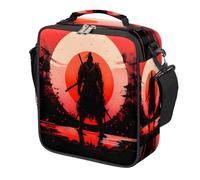 Japanese Style Samurai Silhouette Kids Lunch Bag for Boys Girls, Reusable Insulated Leakproof Lunch Box with Shoulder Strap, Toddler Cooler Tote for School Picnic Travel Beach Hiking Fishing