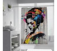 Japanese Style Shower Curtain Geisha in Kimono Abstract Ink Splash Art Quick Dry Bath Curtain Modern Bathroom Decor Waterproof Fabric 180 x 220 cm