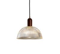 Japanese Style Simple Semicircle Hanging Lamp Striped Transparent Glass lampshade Ceiling Lighting Single Head Small Decoration Chaner for Bedroom, Study, Office Hanging Light (11.8in)