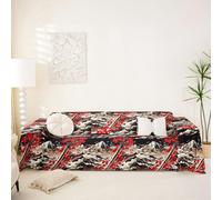 Japanese Style Sofa Cover, Red Japanese Cherry Blossoms Indoor Cat Scratch Proof Protector Decor, Mount Fuji Couch Cushion Cover Decor,Romance Japan Couch Blanket Cat Proof Sofa Slipcovers 231x340