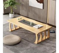 Japanese Style Solid Wood Coffee Table for Floor Seating Zen Low Tea Table for Meditation & ReadingDesign for Bay Window Natural Wood Color 120x60x35cm (47.2x23.6x13.7in)