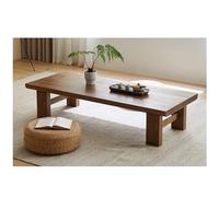 Japanese Style Solid Wood Coffee Table - Zen Low Table for Balcony & Living Room, Waterproof Top, Sturdy Legs, Large 120x60x38cm, Modern A Color Design