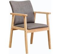 Japanese Style Solid Wood Dining Chair with Easy Care Fabric Cushion for Minimalist Bedroom, Office, and Hotel Use