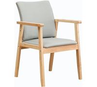 Japanese Style Solid Wood Dining Chair with EasyCare Fabric Cushion Ideal for Bedroom Office HotelSimple Leisure Armchair for Comfort and Style.