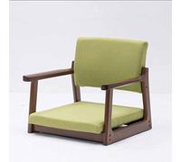 Japanese Style Solid Wood Legless Chair with Armrest & Backrest - Comfortable Low Floor Cushion Seat for Office Home and Bay Window Relaxation