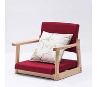 Japanese Style Solid Wood Legless Chair with Armrest & Backrest Comfortable Low Seat Floor Chair with Cushion for Home Office Bay Window Modern Decor