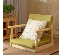 Japanese Style Solid Wood Legless Chair with Armrests & Backrest Comfortable Low Seat Floor Chair with Cushion for Home Office Bay Window Seating