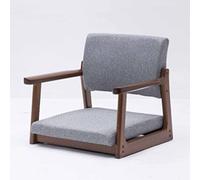 Japanese Style Solid Wood Legless Chair with Armrests & Backrest - Comfortable Low Seat Floor Chair with Cushion for Bay Window Office or Home Use