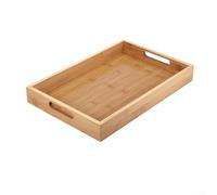 Japanese Style Solid Wood Serving Tray Rectangular Handle Platter Natural Wood Grain Minimalist Decor Coffee Pastry BBQ Bread Dinner Plate Brown Multiple Sizes for Kitchen(Handle 38 * 26 * 4cm)