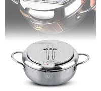 Japanese Style Stainless Steel Deep Fryer Pot with Thermometer, 2.2L/3.2L Capacity, with Cold Touch Handle, Oil Level Reminder, Detachable Wire Rack, for Frying (S Size 20cm /