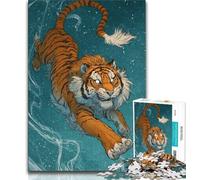 Japanese Style Tiger 1000 Piece Jigsaw Puzzles,Challenging Game And Family Play for Is Ideal As A Gift for The Whole Family (38x26cm)