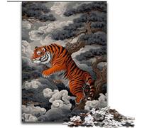 Japanese Style Tiger 1000 Piece Jigsaw Puzzles for Teenagers, Challenging Game for Is Ideal As A Gift for The Whole Family (50x75cm)