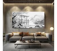 Japanese Style Tree Canvas Prints Wall Art Asian Mountain Paintings for Living Room and Bedroom, Frameless Floral Blossom Artwork Home Decorations 70x140cm