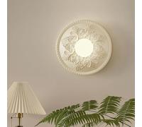 Japanese Style Wall Light 11.8IN Round Resin Wall Sconces French Luxury Globe Glass Shade Wall Lamps for Bedside Hallway Bedroom Doorway