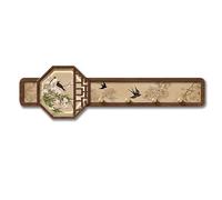 Japanese Style Wall-Mounted Coat Rack, Wooden Frame with Birds and Cherry Blossom Art, 100 cm, Natural Brown
