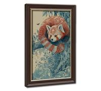 Japanese-style Wave Forest Retro Panda Indigo Bamboo Ink Painting Canvas Poster Bedroom Decor Landscape Office Room Decor Gift 12" L X 18" W