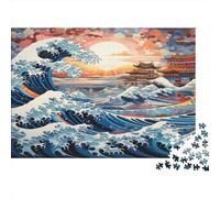 Japanese Style Waves 1000 Piece Adult Jigsaw Puzzles Jigsaws Challenging Game Family Challenging Educational Games Home Decoration for Adults Gifts Ideas 1000pcs (75x50cm)