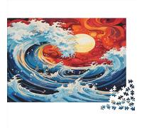Japanese Style Waves 1000 Piece Jigsaw Puzzle | Sustainable Puzzle for Adults | Premium 100% Recycled Board | Great Gift for Adults |Games Jigsaw Puzzle 1000pcs (75x50cm)