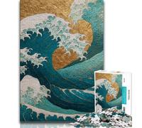 Japanese Style Waves 1000 Piece Jigsaw Puzzles for Adults & Teens,Brain Intelligence Challenge Addictive Toys for Home Decoration 50x75cm