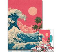 Japanese Style Waves Jigsaw Puzzles for Adults 1000 Jigsaws,Help The Brain Exercise Addictive Toys to Cultivate Patience Parent-child Interaction 50x75cm