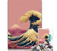 Japanese Style Waves Jigsaw Puzzles for Adults 1000 Piece Puzzle,Brain Teaser Game Wall Decoration Unique Birthday And Xmas Gifts 50x75cm