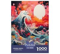 Japanese Style Waves Jigsaw Puzzles Puzzle for Adults Kids. 1000 Pieces Art Great Gifts Challenge Toy Educational Game Home Decoration for Adults& Kids Age 14 Years Up 38x26cm/1000pcs
